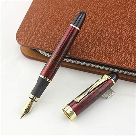 GOLD LEAF Jinhao X450 Red Flower Marbled metal body 18KGP NIb Fountain ...