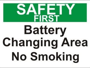 Clickforsign Battery changing area No smoking Emergency Sign Price in ...