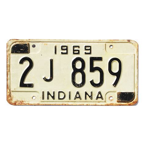 1969 Indiana License Plate #2J859 | Real Old IN YOM Plates