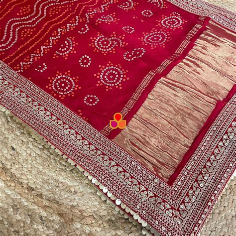 Bridal Red Kareena Royale Bandhani Silk Dupatta – anokherang