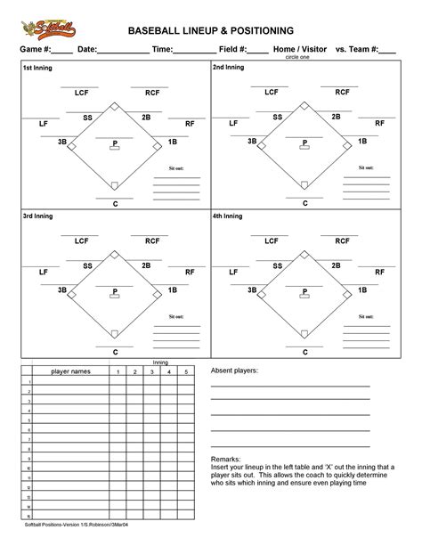 Printable Baseball Field With Positions - King Printables