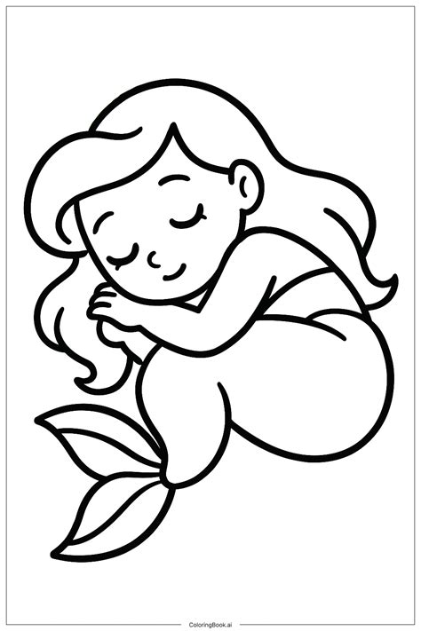 Little Mermaid Sleeping Coloring Page (Free PDF&PNG Printable)