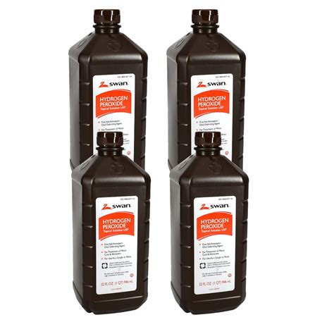 (4) Swan Hydrogen Peroxide 3% Topical Solution USP 32Oz First Aid Antiseptic for Treatment of ...