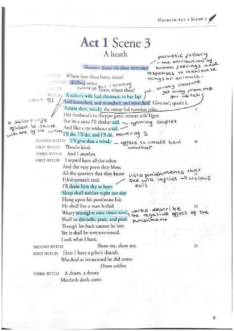 Macbeth Act 1 Scene 3 Annotations PDF and Summary (English Lang ...