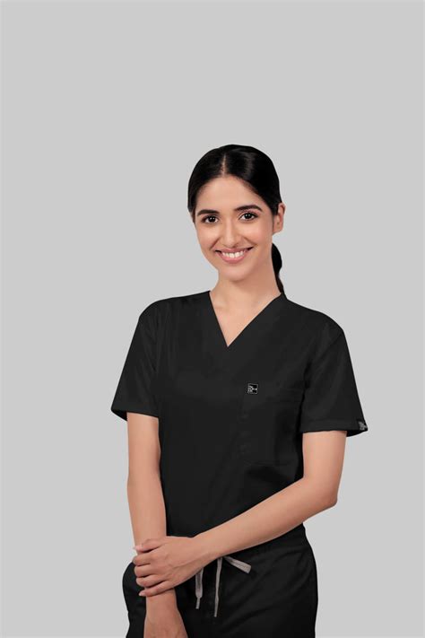 Stretchable (4Way) Female Black V-Neck With Jogger Scrub Set – The ...