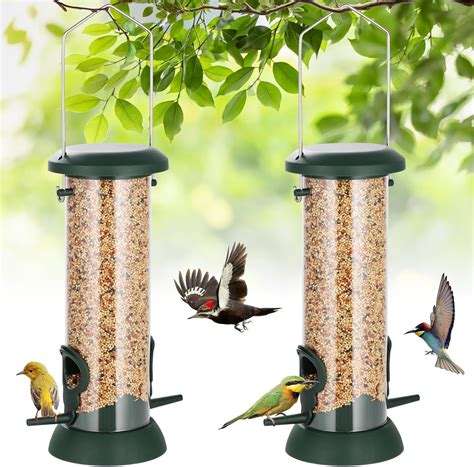 Amazon.com : FEED GARDEN 2 Pack Tube Bird Feeders for Outdoors Hanging ...