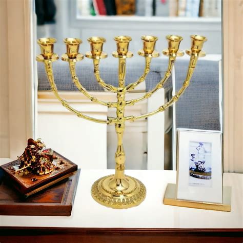 Amazon.com: Milisten Traditional Jewish Menorah 7 Branch Candle Sticks Holder Jerusalem Temple ...