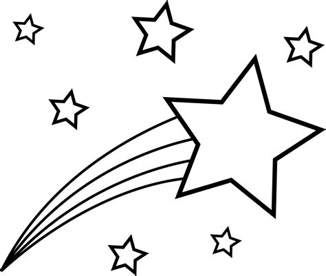Shooting Star Colorable Line Art - Free Clip Art