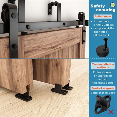 Buy ZEKOO 4FT - 16FT Double Track Bypass Barn Door Hardware Kit Low ...