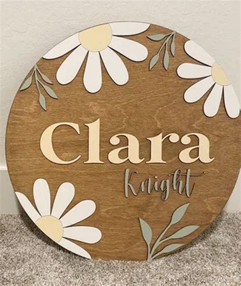 Daisy Flower Nursery Sign, Personalized Gift, Baby Name Sign, Nursery ...