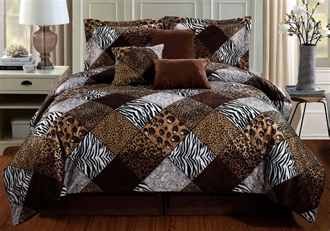 Buy GrandLinen 7 Piece Queen Size Brown Black White Animal Print Safari ...