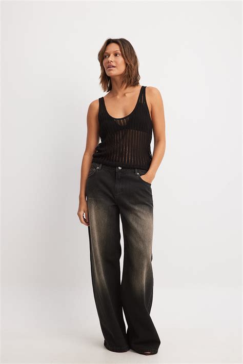 Loose Mid Waist Jeans Brown | NA-KD