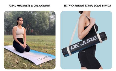 De Jure Fitness Printed Yoga Mat with Carrying Strap, Long & Wide, Anti ...