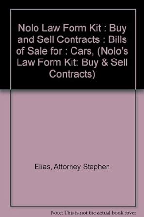 Buy Nolo Law Form Kit : Buy and Sell Contracts : Bills of Sale for ...