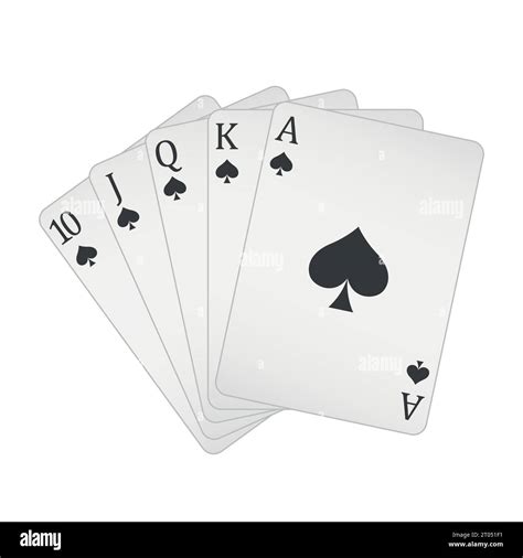 Playing cards - a poker hand consisting of a royal flush spades 10 J Q K A, vector illustration ...