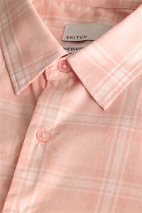 Buy Men's Luc Peach Checks Shirt Online | Snitch – SNITCH