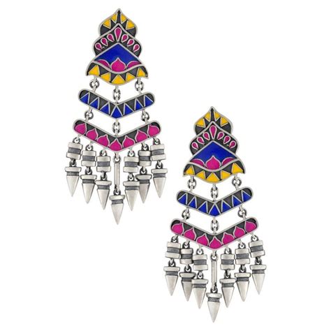 Buy Tribe Amrapali Enameled Conical Drop Dangle Tribal Pop Earrings Online