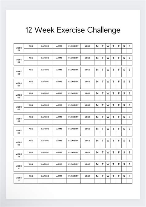 12 Week Exercise Plan 的图像结果