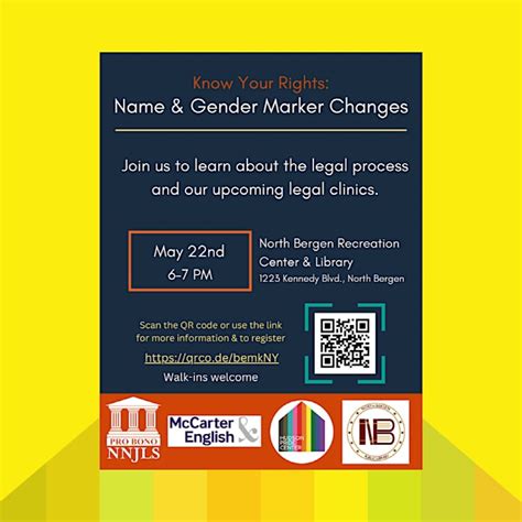 Know Your Rights: Name & Gender Marker Change Workshop at North Bergen ...