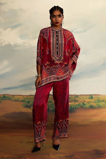 Buy Red Modal, Satin Permaz Border Printed Palazzo For Women by Rajdeep ...