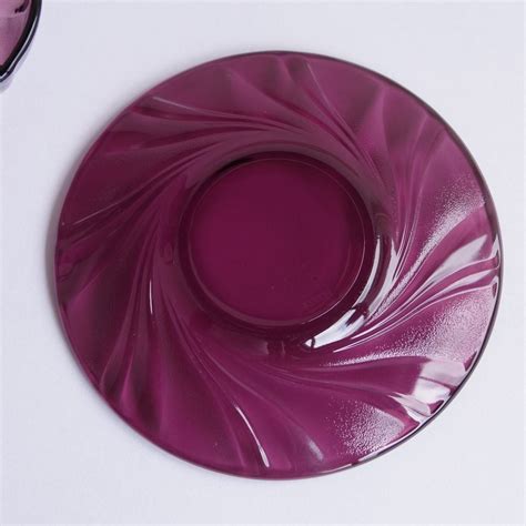 フランス ヴィンテージ 食器 Vereco ガラス ティーカップ ソーサー パープル アメジスト 紫 #230715-1~7 Duralex ...