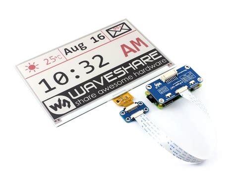Buy waveshare Three-Color 7.5inch E-Paper Display HAT Module 640x384 ...