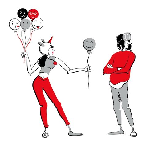 Woman giving balloon to man | Premium Vector