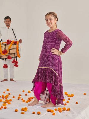 Shop Girls Floral Printed Regular Kurta With Dhoti Pants (DH ...