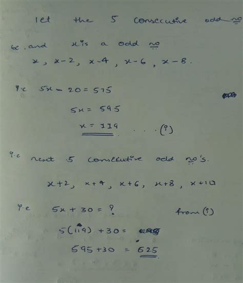The sum of five consecutive odd numbers is 575 what is the sum of the ...
