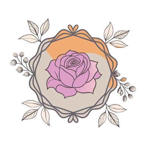 Rose flower logo design labeled color blobs specify details ...