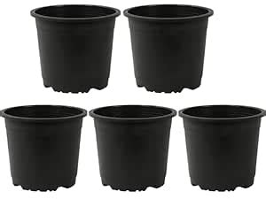 Audbhidhi Pots 14 Inches 5 Pieces Gamla Black Nursery Plastic Flower ...