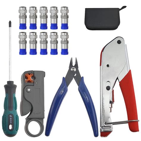XINGYHENG 14Pcs Coaxial Cable Compression Crimping Tool RG59 RG6 Coax ...