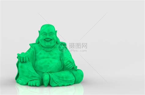 幸福3D让绿色宝石在灰背景上快乐地微笑着和尚的佛像坐东高清图片下载-正版图片308003454-摄图网