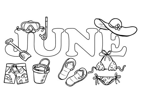 June Summer Beach coloring page - Download, Print or Color Online for Free