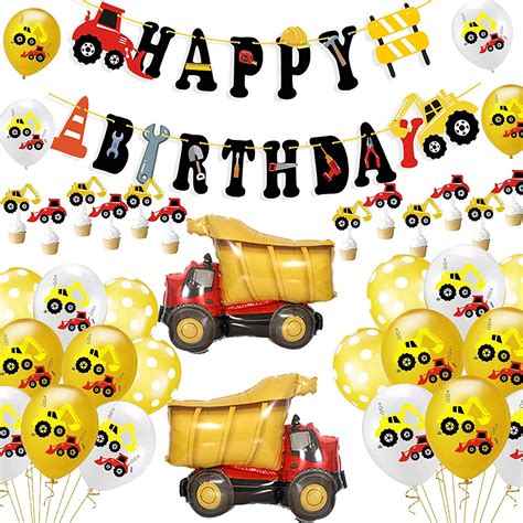 Buy Dump Truck Theme Happy Birthday Decoration,Including Construction ...