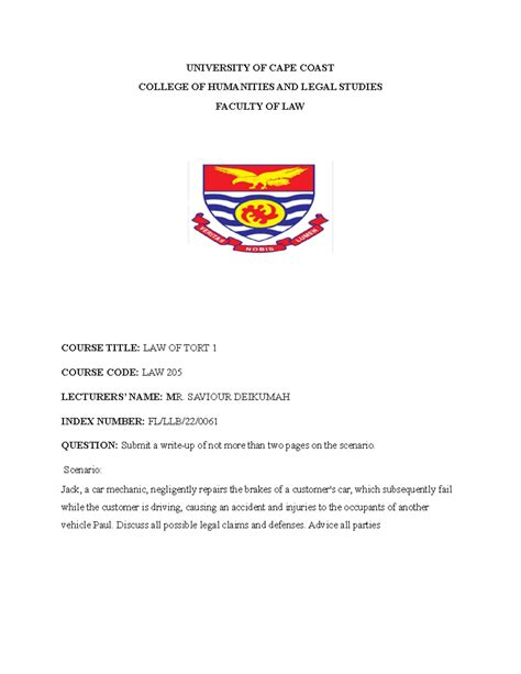 Image result for Tort Report Example