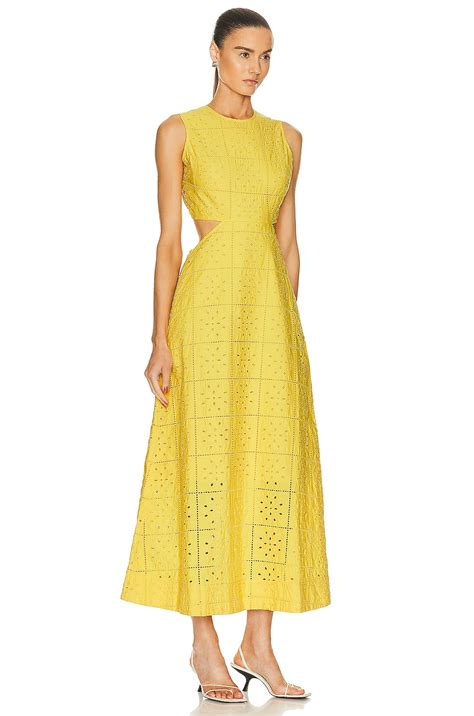 Ganni Cut Out Dress in Maize | FWRD