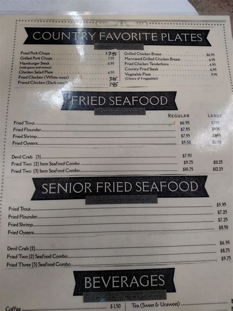 Menu at Parkside Cafe, Pine Level, U.S. Hwy 70A E