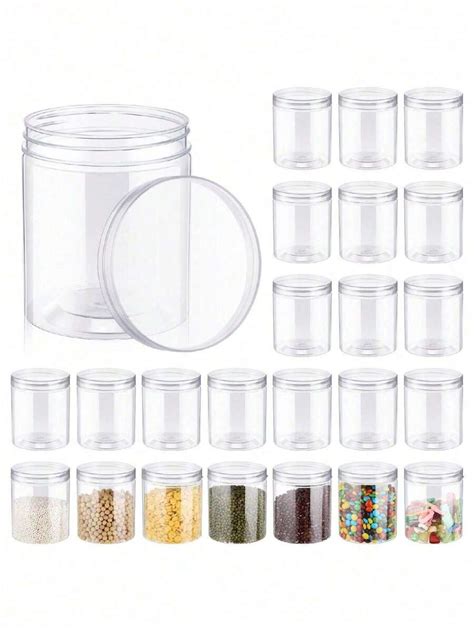 10 Pcs Clear Plastic Jars With Lids, Plastic Storage Jars Containers ...