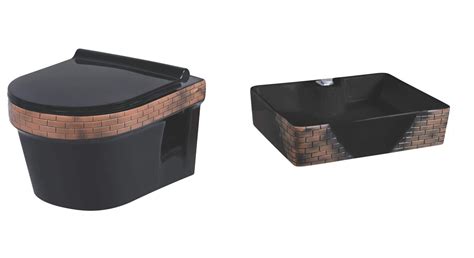 Belmonte Combo of Ceramic Wall Mounted Rimless Designer Western Commode ...