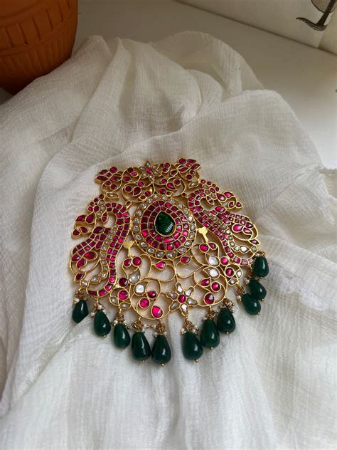 Kundan peacock Jumbo pendant – House of Jhumkas