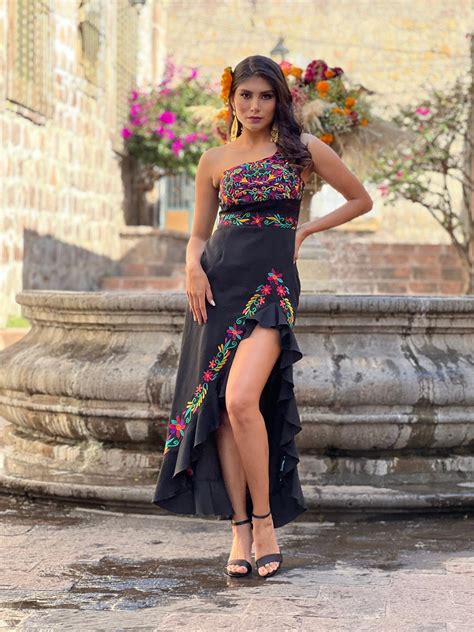 Buy Floral One Shoulder Dress. Floral Embroidered Dress. Mexican ...