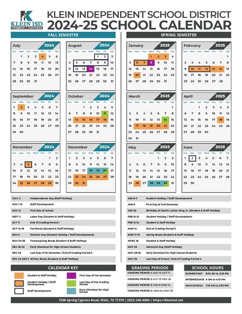 Klein Independent School District Calendar Holidays 2025-2026 PDF ...