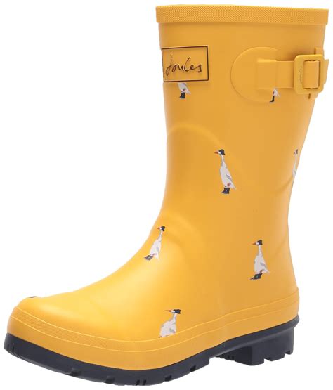 Joules Women's Molly Welly Gold Duck Size 7 Mid Height Rain Boot (Gold ...