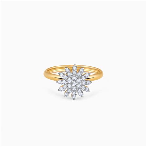 Gold Sunflower Radiance Diamond Ring – Heer by GIVA