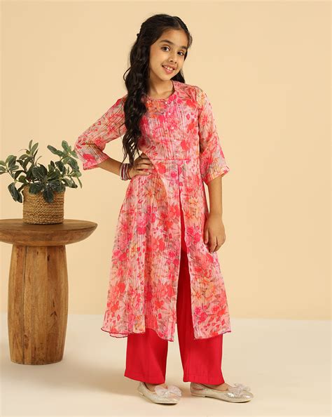Magenta Floral Indo Western Girls Co-Ord Set – Bug and Bees