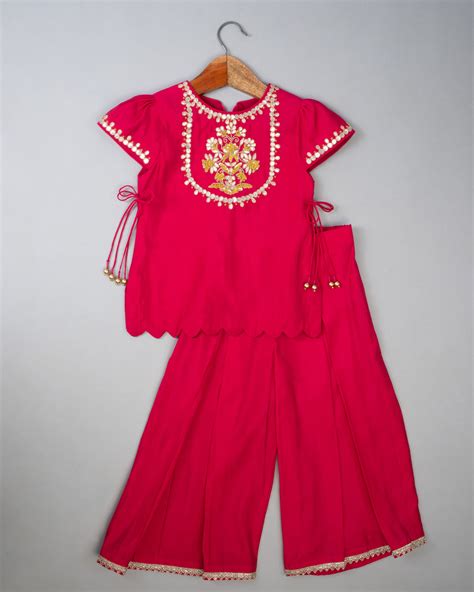 Pink Mustard Embroidery Palazzo Set – Lil Angels