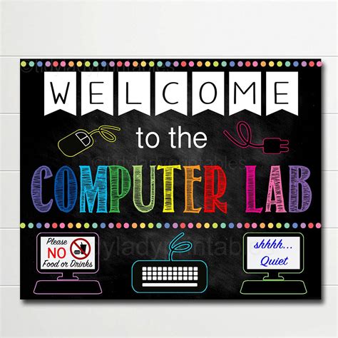 Buy Computer Lab School Sign , Classroom Decor, Teacher Door Sign ...