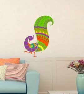 K2A Decor 58 cm Rajasthani peacock wall sticker (: 41 Cm X 58 Cm Self ...