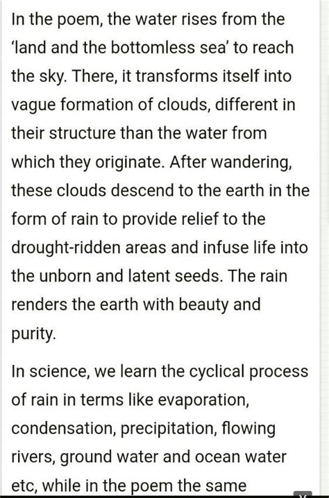 How is the cyclic movement of rain brought out in the poem. compare it ...